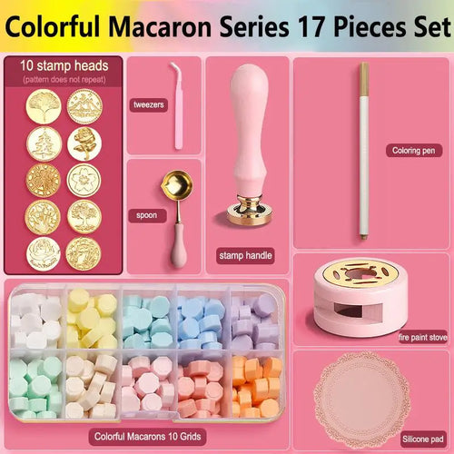 Wax Seal Stamp Set Lacquered Stamp Sealing Wax Kit DIY Craft Supplies