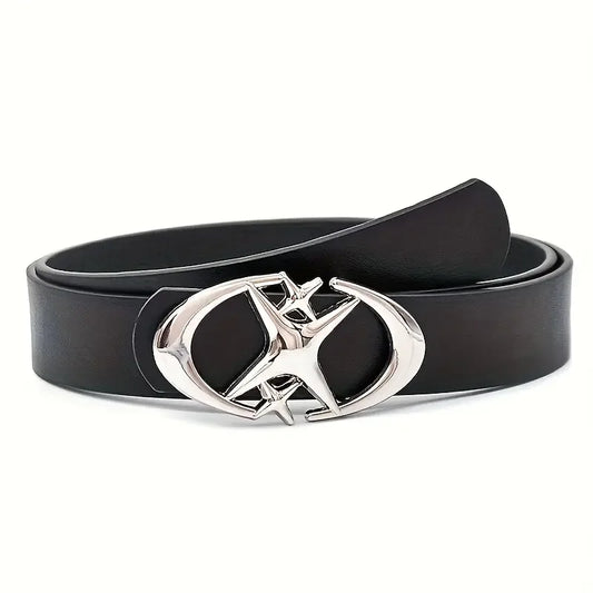 Stylish Oval Cross Metal Buckle Belt - Durable, Simple, and