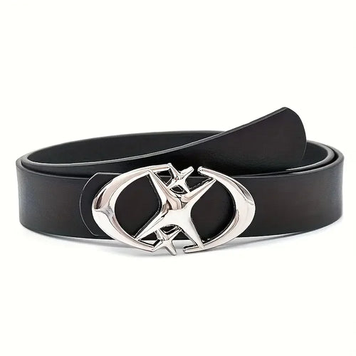 Stylish Oval Cross Metal Buckle Belt - Durable, Simple, and