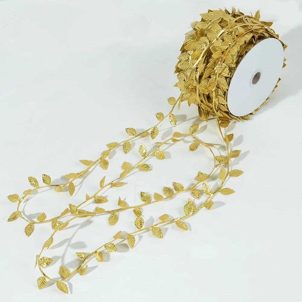 5M Gold Leaves Vine Artificial Silk Leaf Wreath Home Handmade