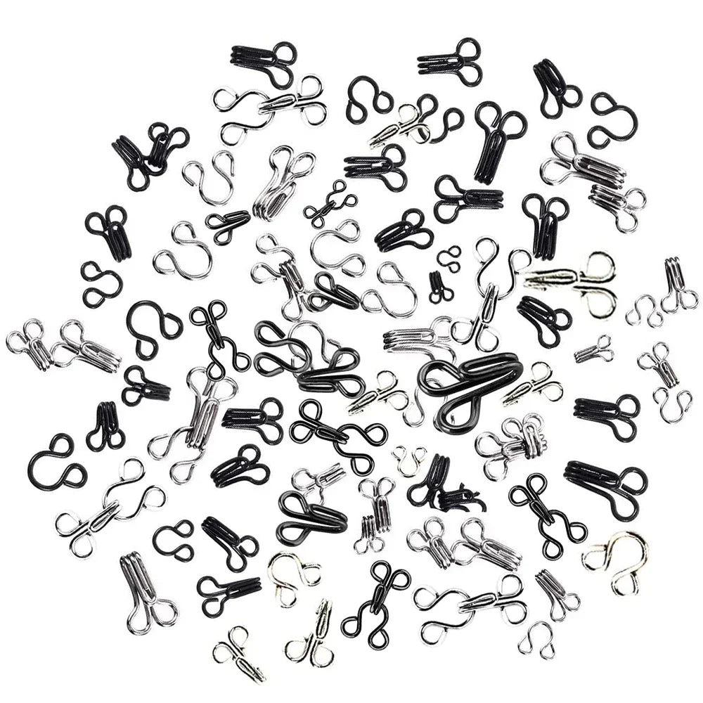 100 Sets Sewing Hook and Eye Latch 11.5-17mm Large Hooks and Eyes