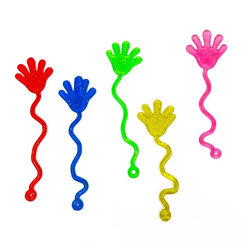 5-20 Pcs Kids Funny Glitter Sticky Hands toy Palm Elastic Sticky