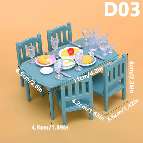 1:12 Miniature Furniture Forest Family Kitchen Toy Dining Table
