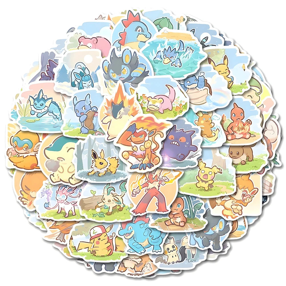 10/30/63pcs Cute Anime Pokemon Stickers Pikachu Cartoon Decals DIY