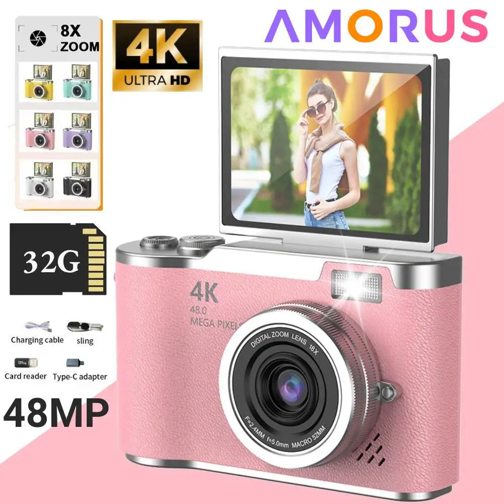 4K Digital Camera Beauty Filters 48MP HD Student CCD Camera CMOS Anti
