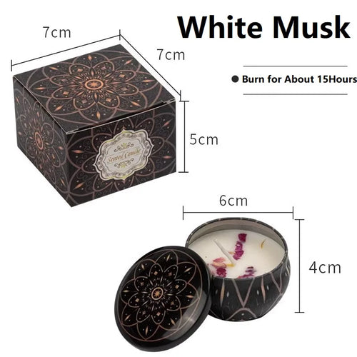 1/4PCS Vintage Scented Candles Soy Wax Candle Jars Flower Fragrance