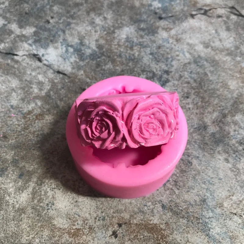 3D Round Rose Flowers Soap Mold Cylindrical Silicone Mold Candle Molds