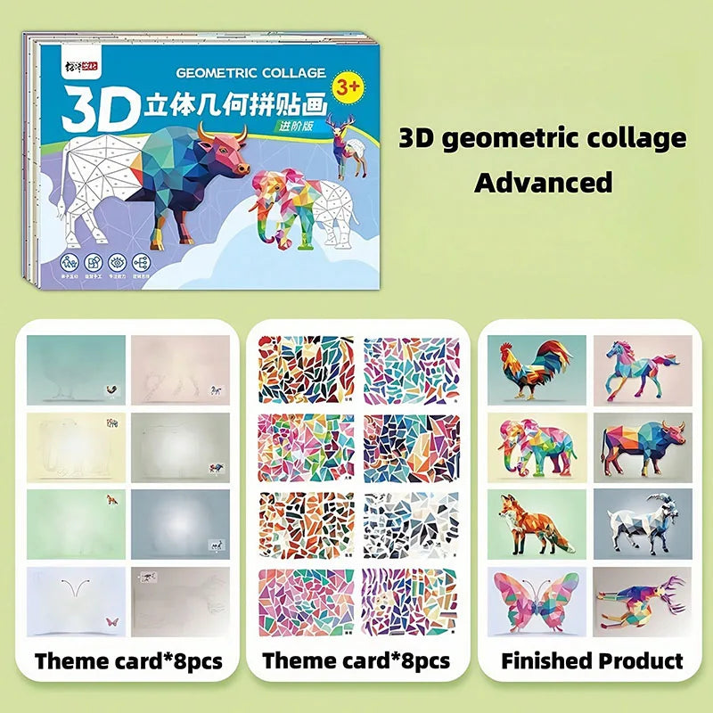 3D Animal Jigsaw Puzzle Stickers DIY Handmade Creative Collage Art Set