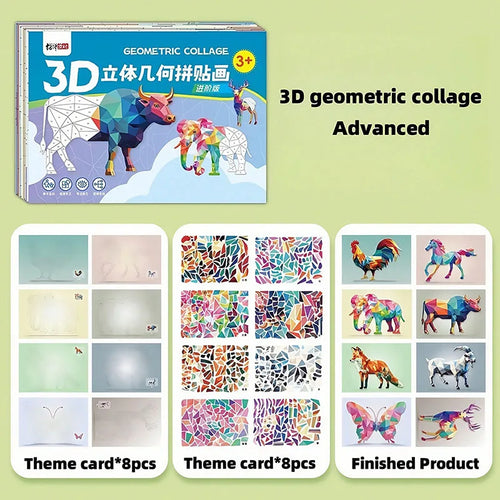 3D Animal Jigsaw Puzzle Stickers DIY Handmade Creative Collage Art Set