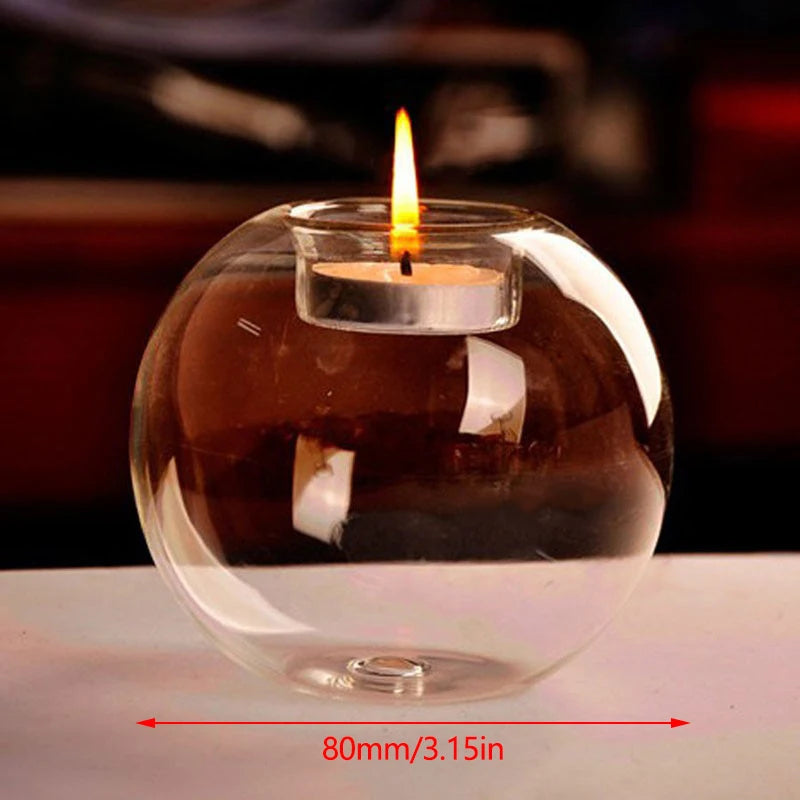 Transparent Glass Candle Holder European Glass Round Candle Holder