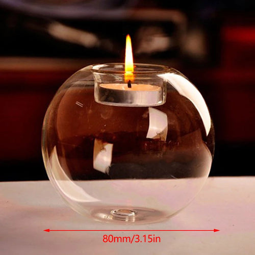 Transparent Glass Candle Holder European Glass Round Candle Holder