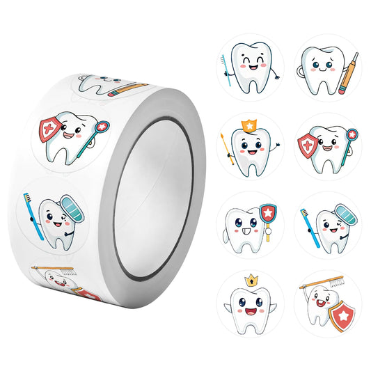 1Roll(500Pcs) Take Care of Teeth Dental Defender Stickers 2.5cm/1.0''