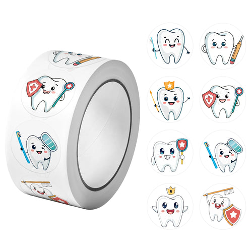 1Roll(500Pcs) Take Care of Teeth Dental Defender Stickers 2.5cm/1.0''