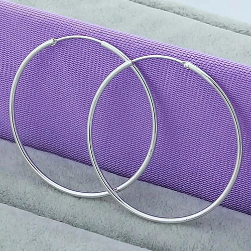 925 Sterling Silver Round Circle 35/50/60mm Hoop Earrings For Woman
