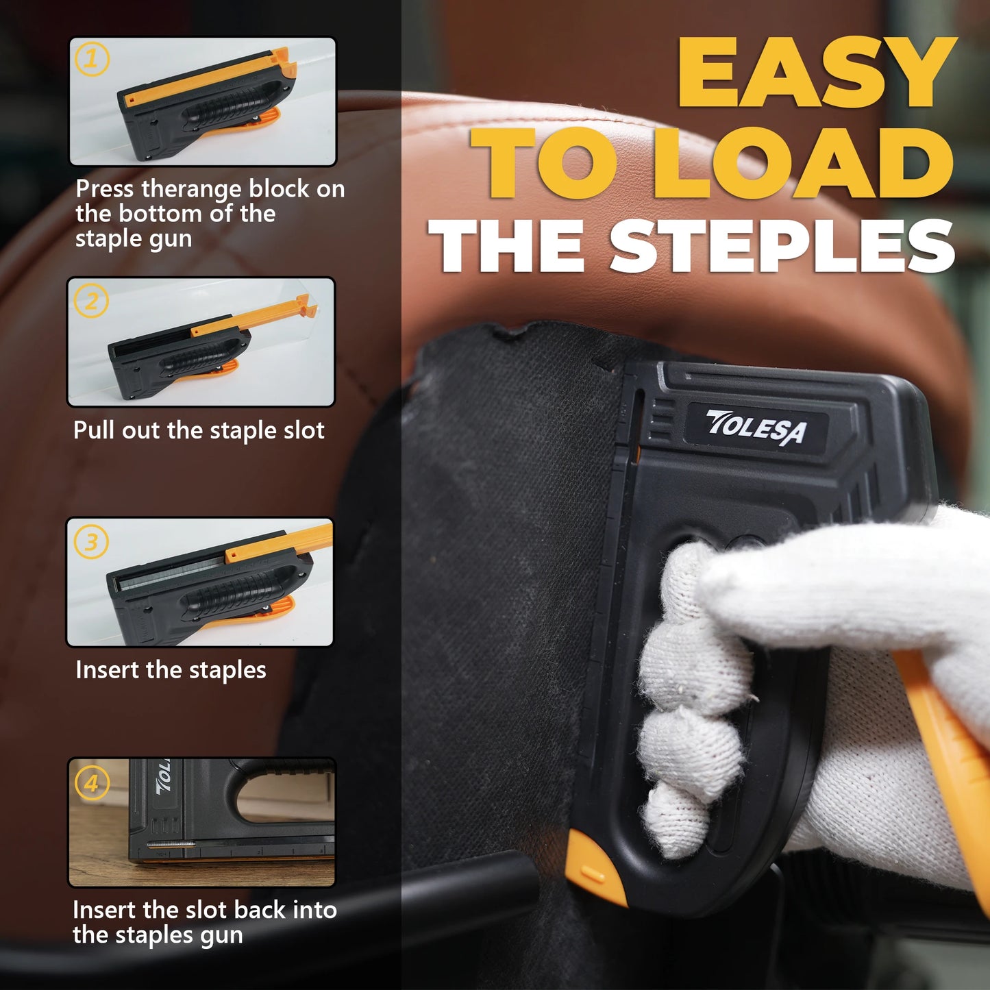 TOLESA Light Duty Staple Gun for Wood Upholstery Staple Gun with