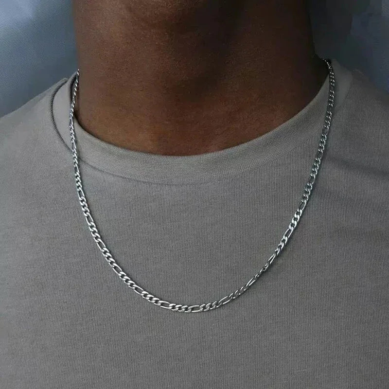 40-75cm 925 Silver 4mm Figaro Chain Necklace For Women Men Long