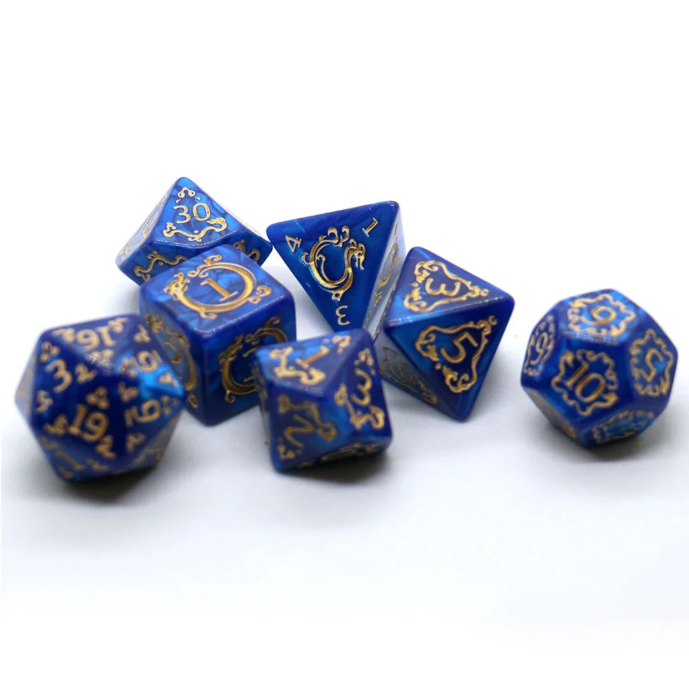 7-piece Dragon Pattern DND Dice Set, Multi sided D4 D6 D8 D10 D12 D20
