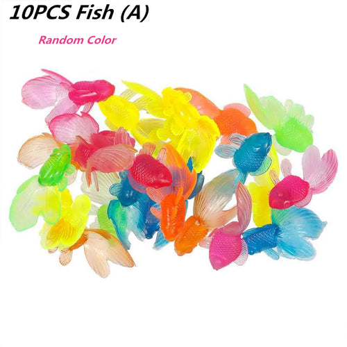 Children's 10Pcs/Set Kawaii Simulation Rubber Goldfish Baby Bath Water
