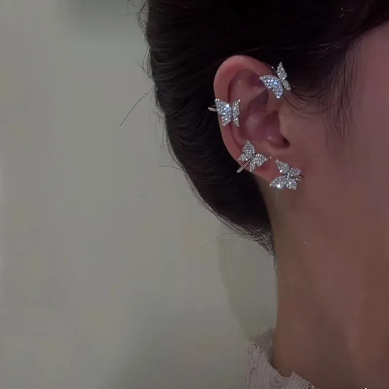 Korean Style Butterfly Ear Clips Without Piercing For Women Sparkling