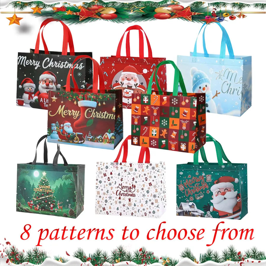 1-16PCS Large Christmas Gift Bags, Christmas Tote Bags with