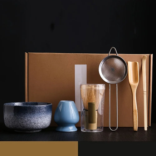 6PCS/Set Japanese-style Matcha Bowl , Spoon, Tea Whisk, Sieve Mesh,