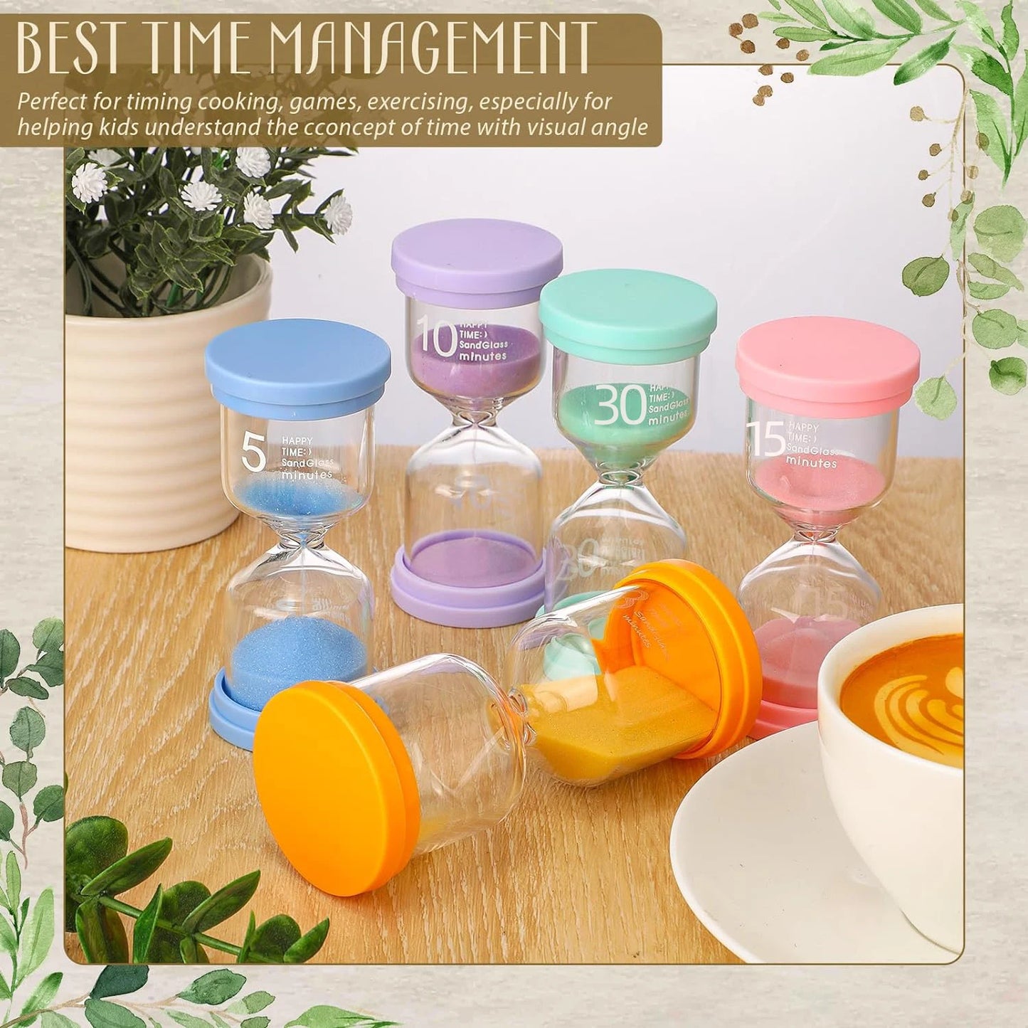 1PCS 3/5/10/15/30 Minutes Colorful Hourglass Sandglass Children Kid