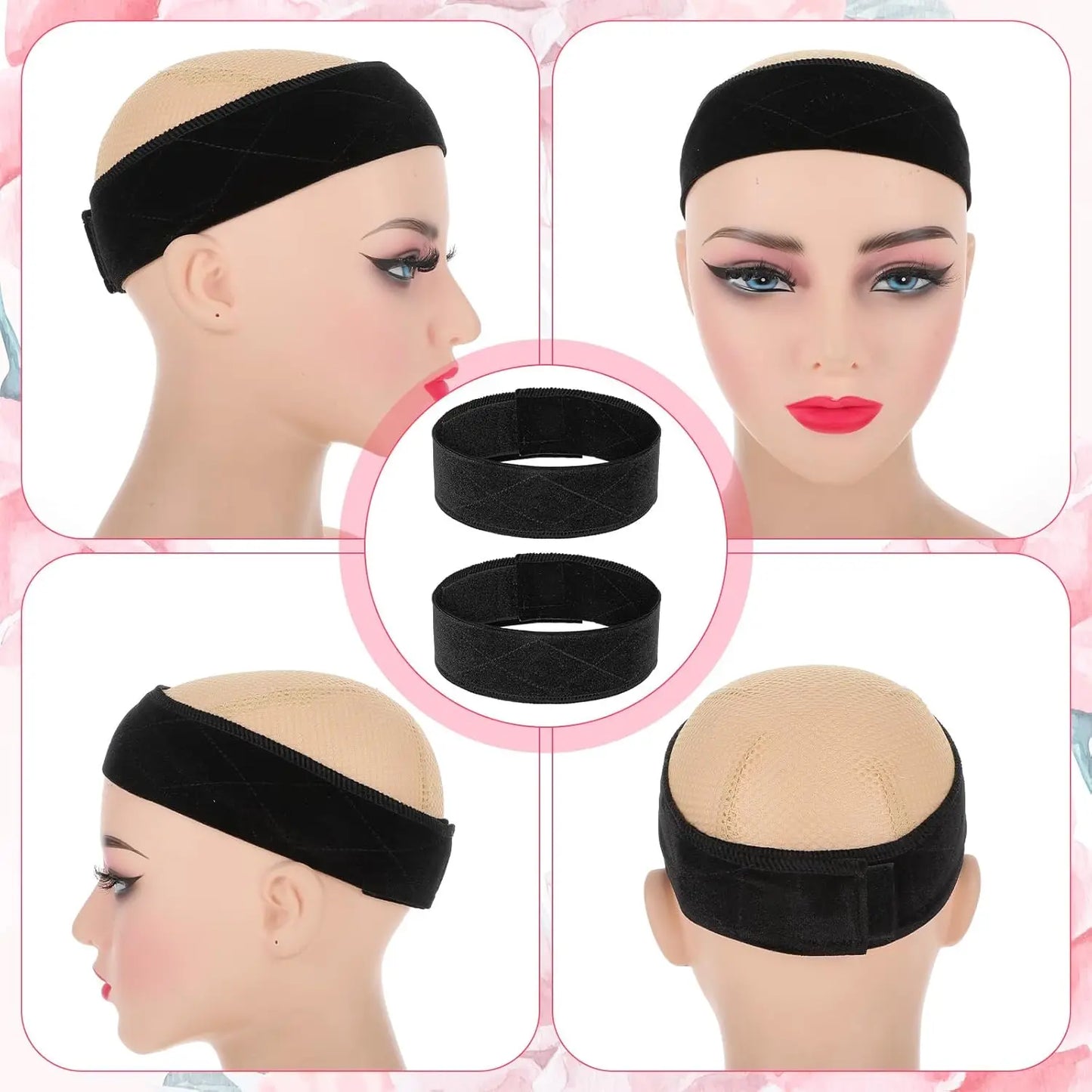 Wig Grip Bands and Dome Mesh Wig Caps for Keeping Wigs in Place