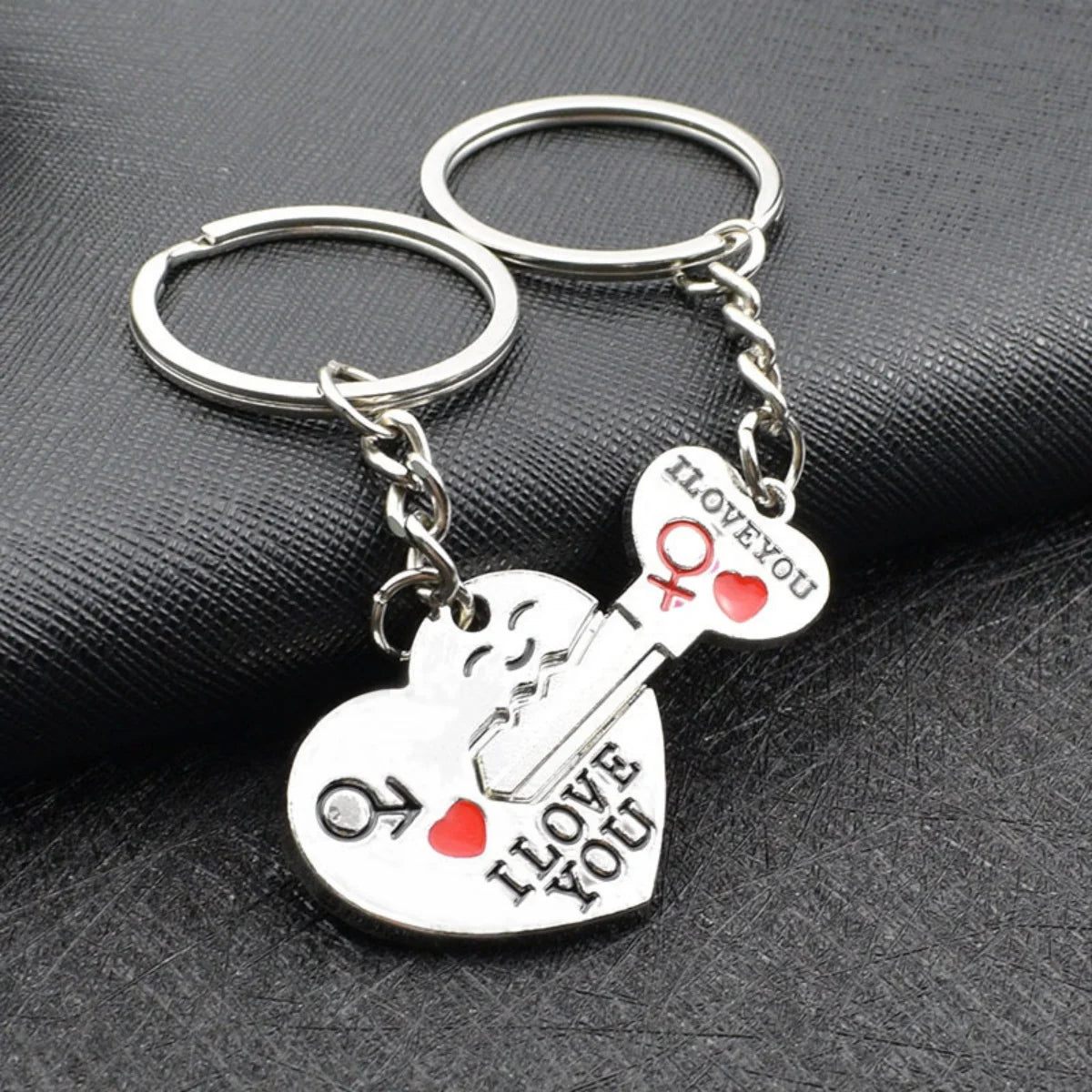 Silver Plated Lovers Gift Wedding Favors Couple My Heart Keychain