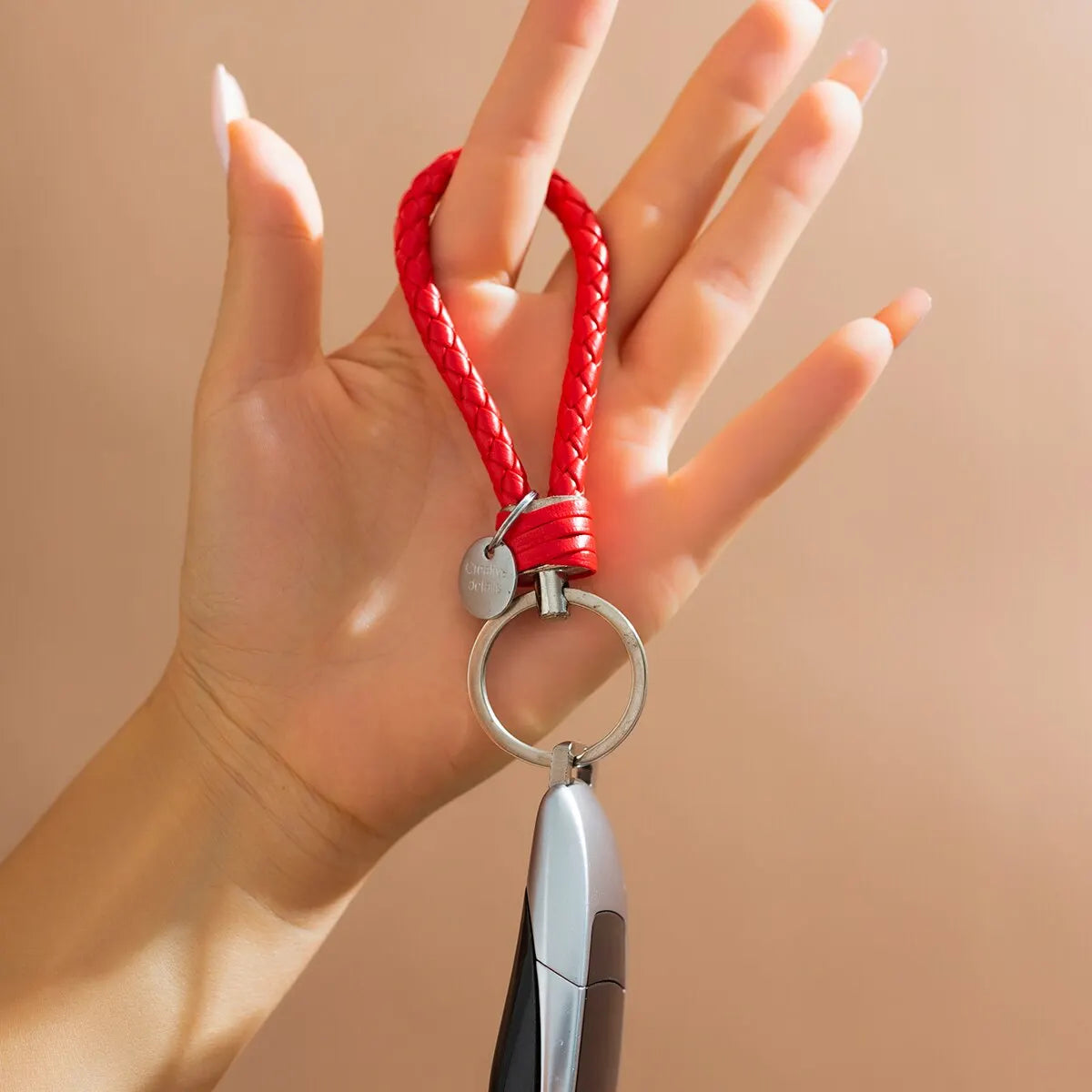2Pcs/Set PU Leather Braided Woven Rope Keychain DIY Bag Pendant Key