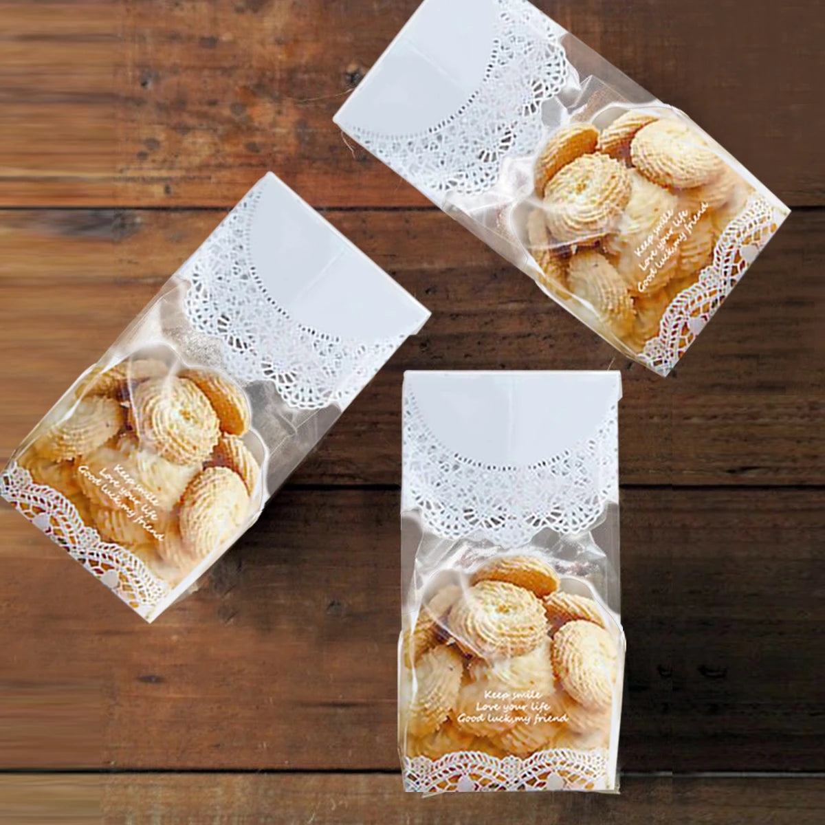 50pcs/lot White Lace Cookie Biscuit Bag Wedding Gift Candy Cupcake