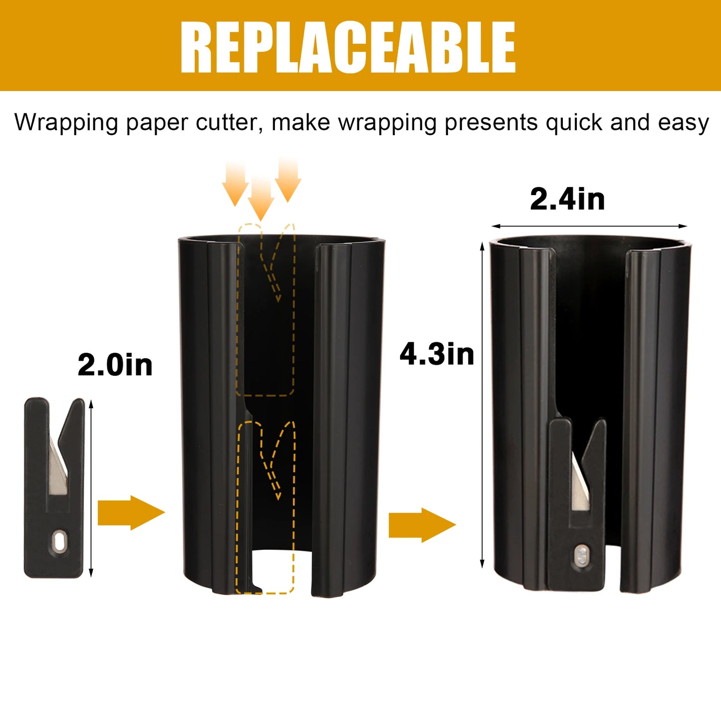 1PC HORN Sliding Wrapping Paper Cutter - Easy-Glide Gift Wrap Trimmer