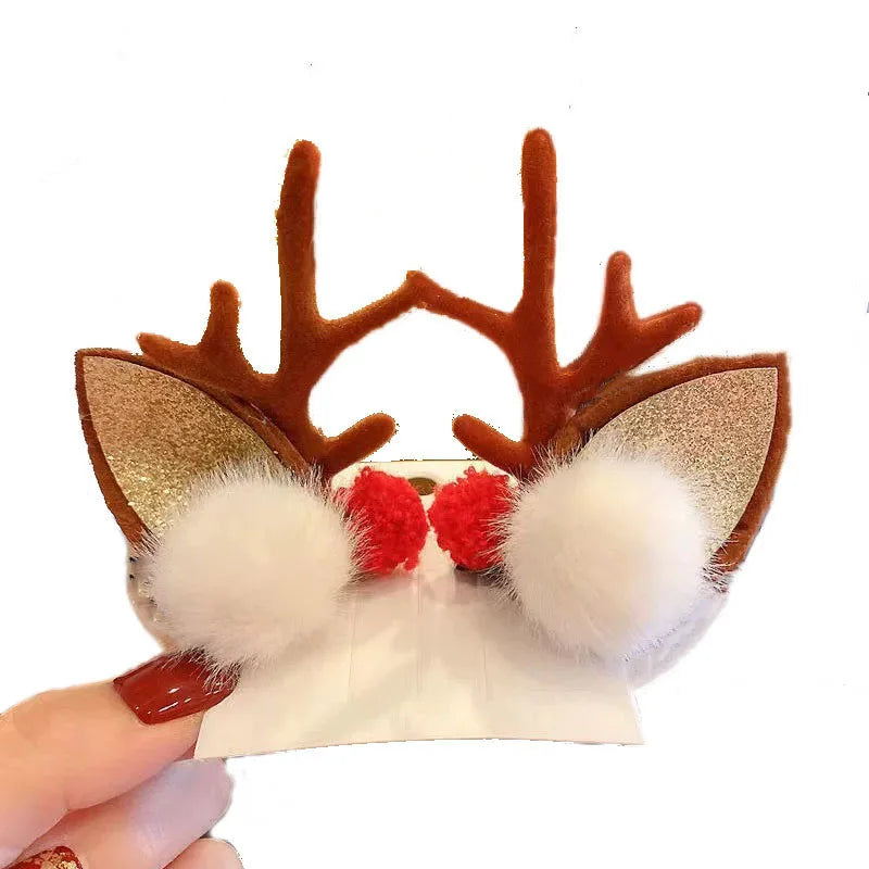 Cute1Pair Deer Antler Hair Clip Children Featival Decoration Headwear