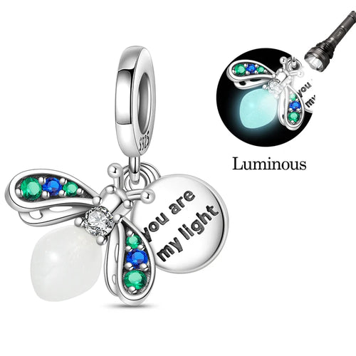 Fit Original 925 Sterling Silver Charms Beads Luminous Firefly Charms