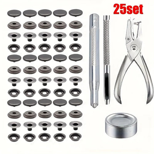 25set Stainless Steel Snap Fastener Kit, 15mm Heavy Duty Snap Button