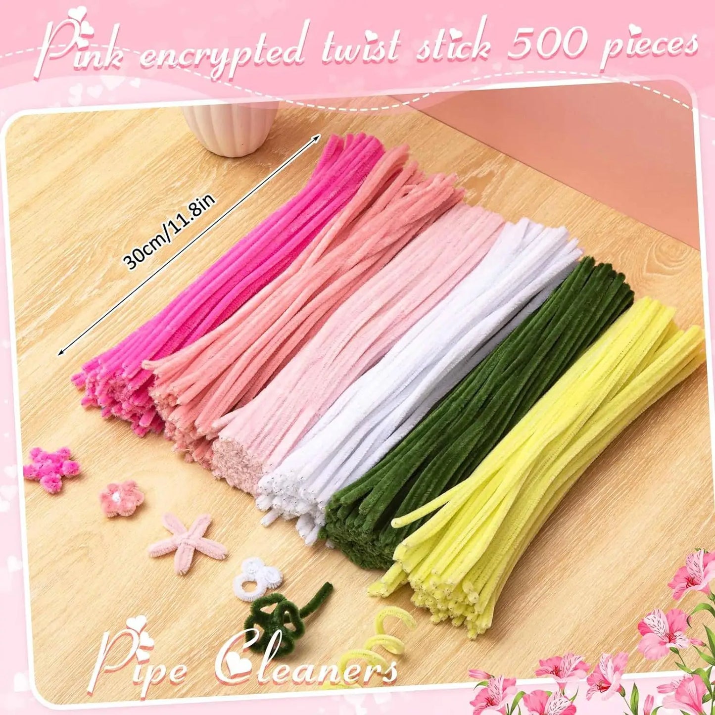 500/600 Pieces Pipe Cleaners Chenille Stems 12 Inch Craft Supplies
