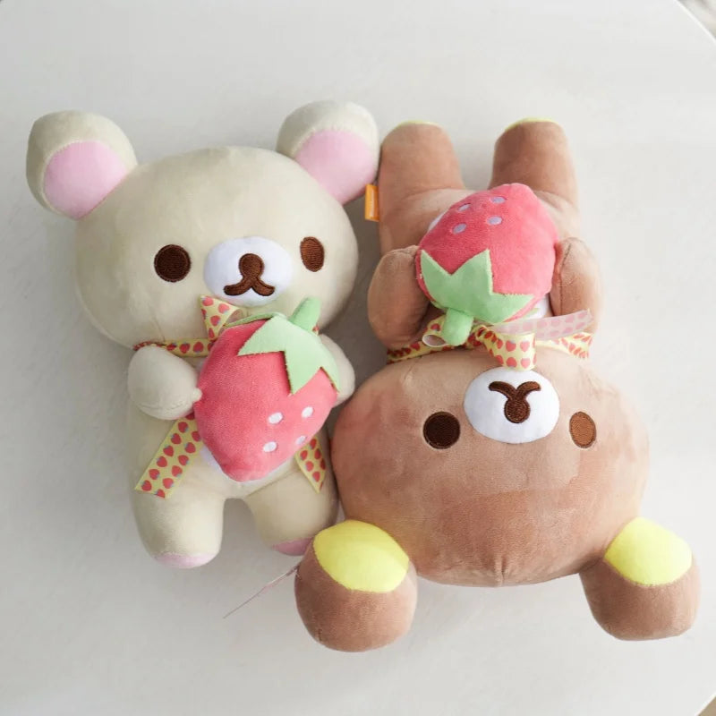 White Rilakkuma Plush Cute Animal Strawberry Cute Bear Stuffed Doll