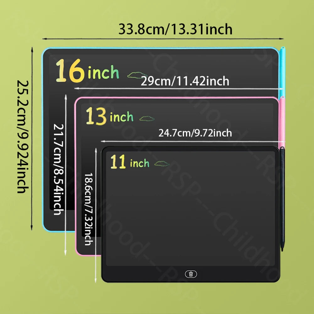 11/13/16 Inch LCD Drawing tablet Writing Board Kids Doodle Painting