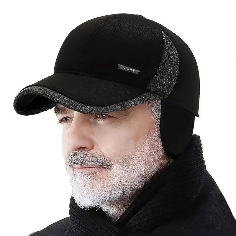 Auturnn Thick Warm Men Winter Baseball Cap With Ear Flaps, Ideal