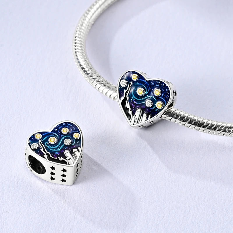 New Love Heart Shaped Charms 925 Sterling Silver Family Love