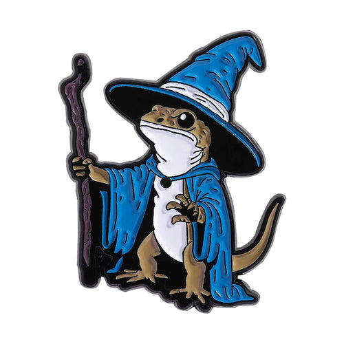 Lizard Wizard Enamel Pins Punk Gothic Blue Animal Metal Brooches