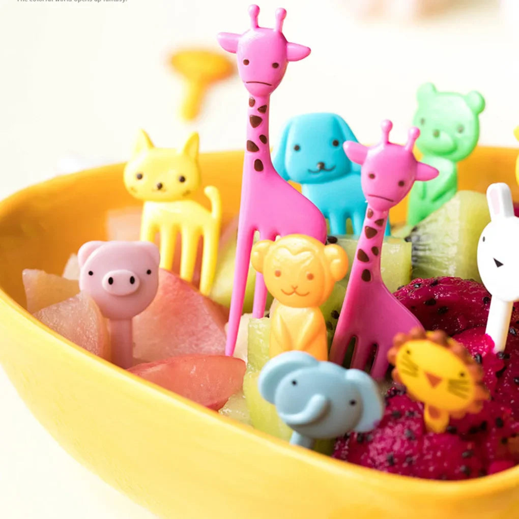 10pcs Animal Farm Fruit Fork Mini Cartoon Children Snack Cake Dessert