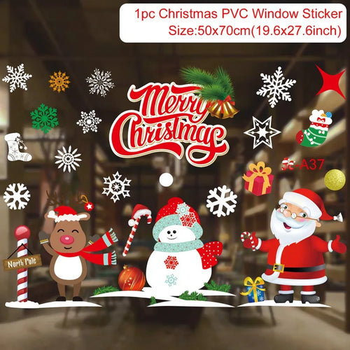 Christmas Window Sticker Merry Christmas Decorations For Home 2023