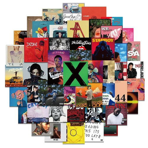 55PCS Artist Singers Album Cover Stickers For Luggage Phone Case
