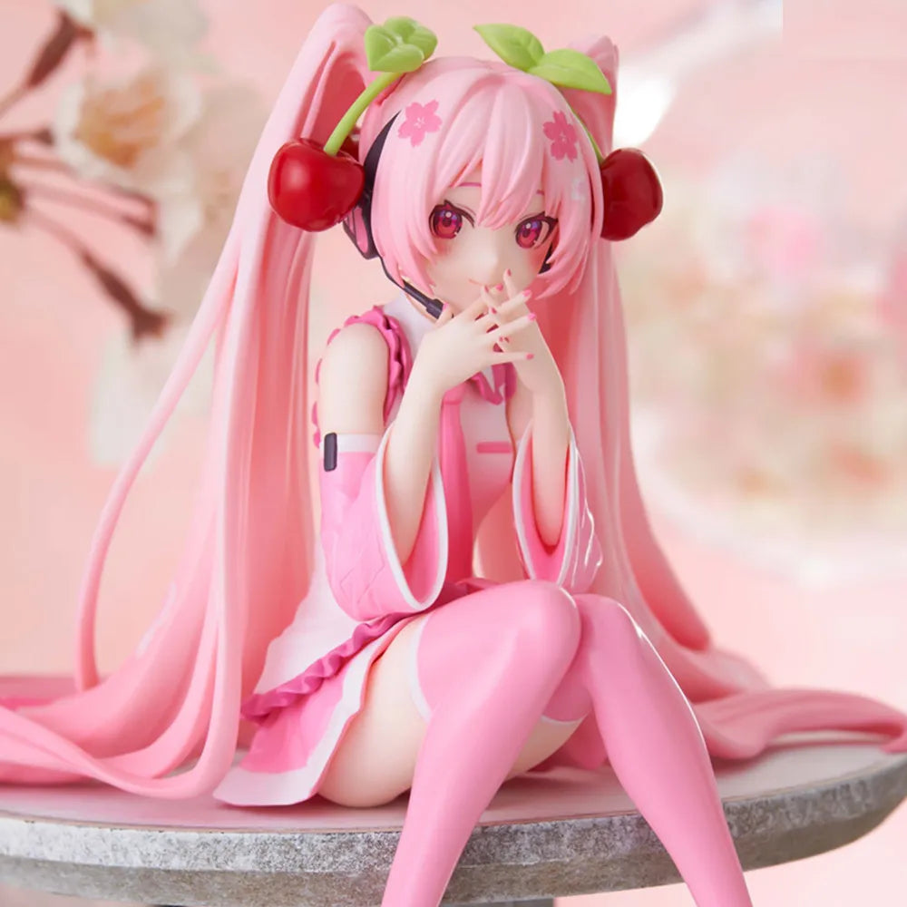 New Hatsune Miku Anime figure Pink dress PVC model action toys Cherry
