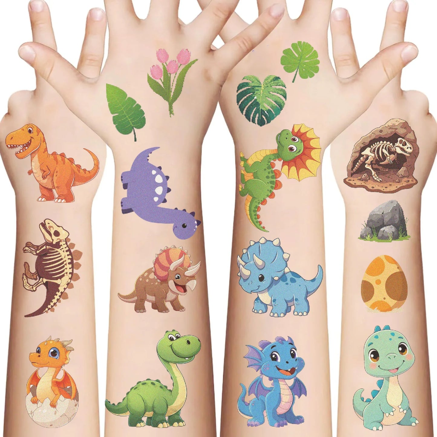 10 Sheets Dinosaurs Tattoo Sticker Temporary Fake Tattoo Arm Hands
