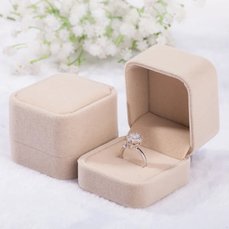 Rounded Flannelette Ring Box Flocking Jewelry Box Ring Stud Badge