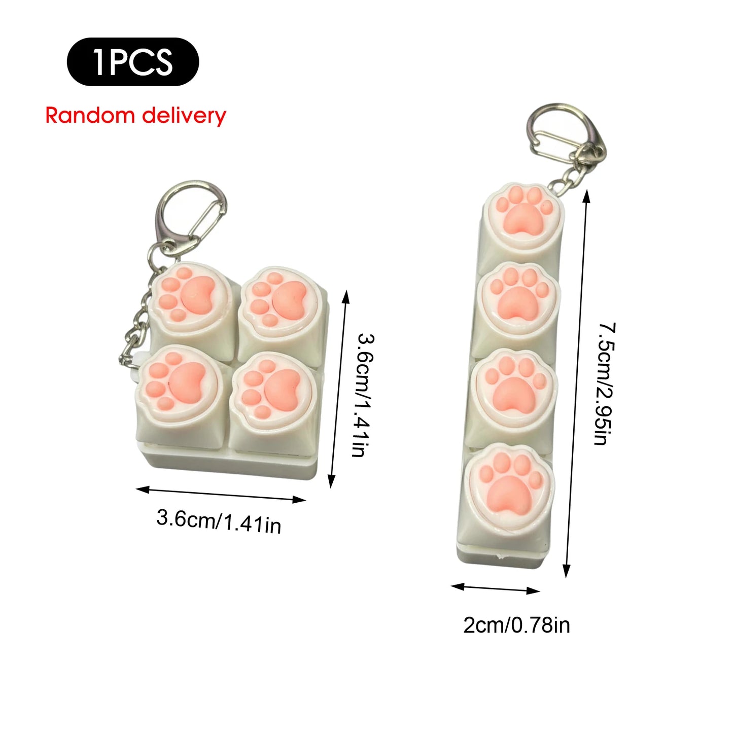 Silicone Cat Paw Keychain Stress Relief Toy with LED Light Flash
