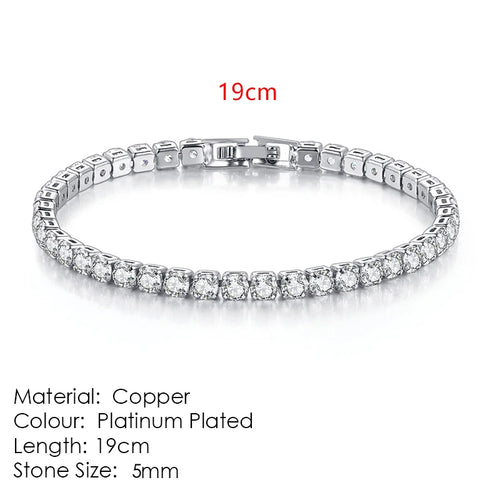 Silver Color 2.5/3/4/5mm Zircon Tennis Bracelet For Women Men Dazzling