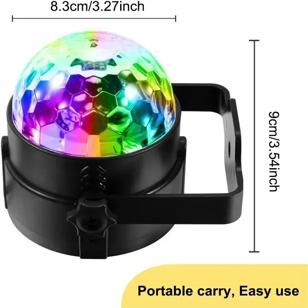 RGB LED Stage Disco Light Rotating DJ Ball Strobe Sound Control Magic