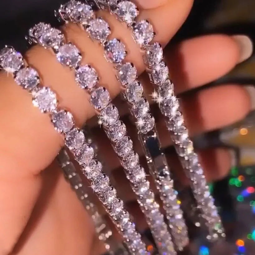 Silver Color 2.5/3/4/5mm Zircon Tennis Bracelet For Women Men Dazzling